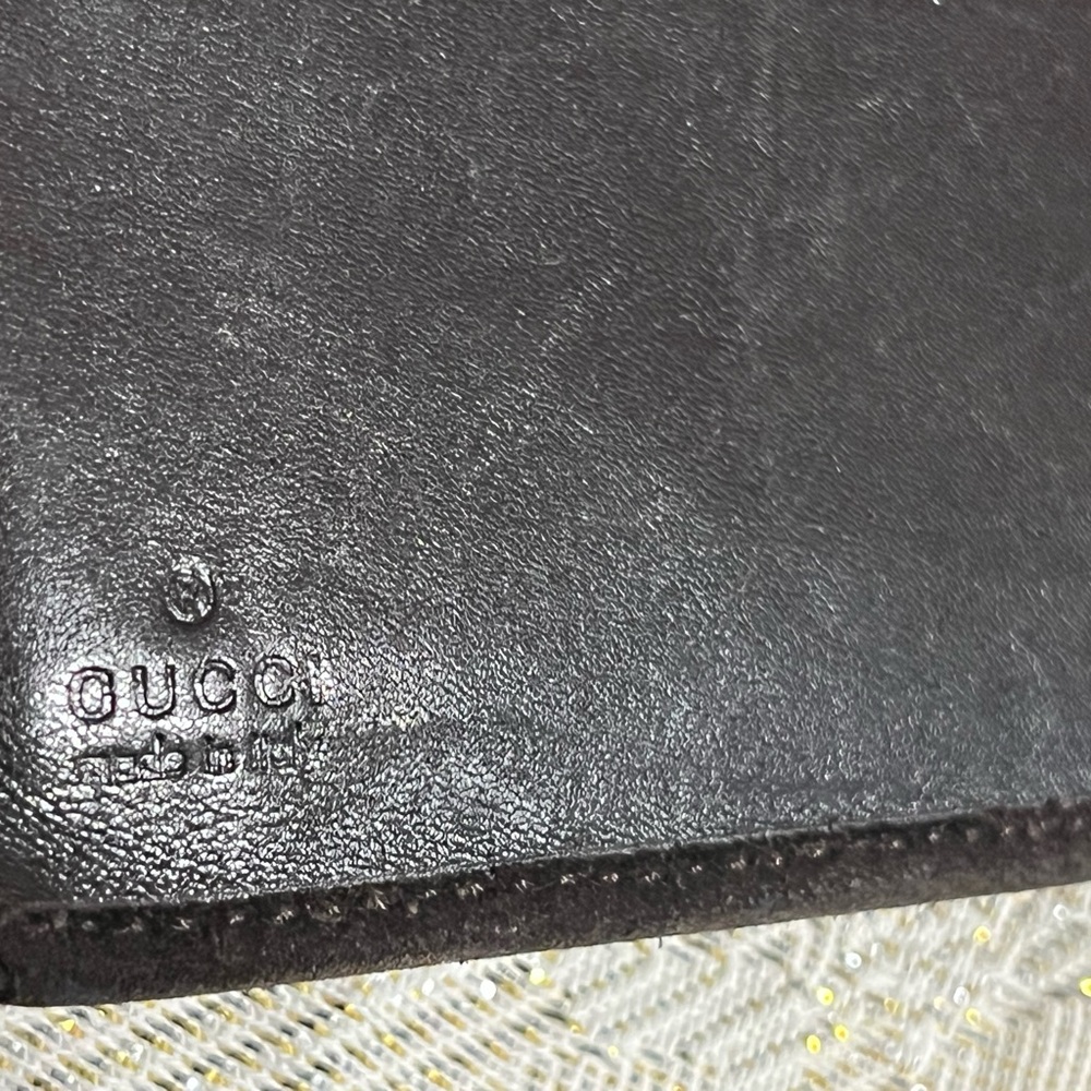 Vintage Gucci Dark Brown Suede & Leather Men's Wallet Bi-Fold - Picture 13 of 16